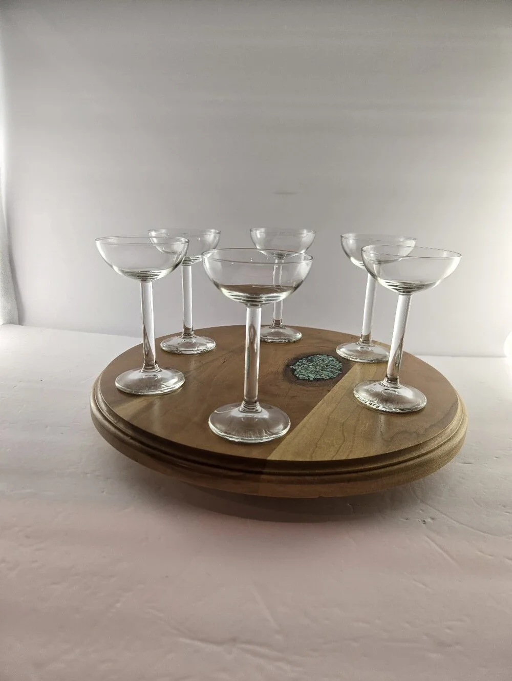 Vintage Blown Glass Coupe Glasses Thin Walled MCM Cocktail Stemware Set of 6